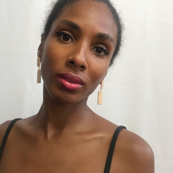 Sparkly Cubic Zirconia Rectangular Drop Earrings - Picture 12 of 15